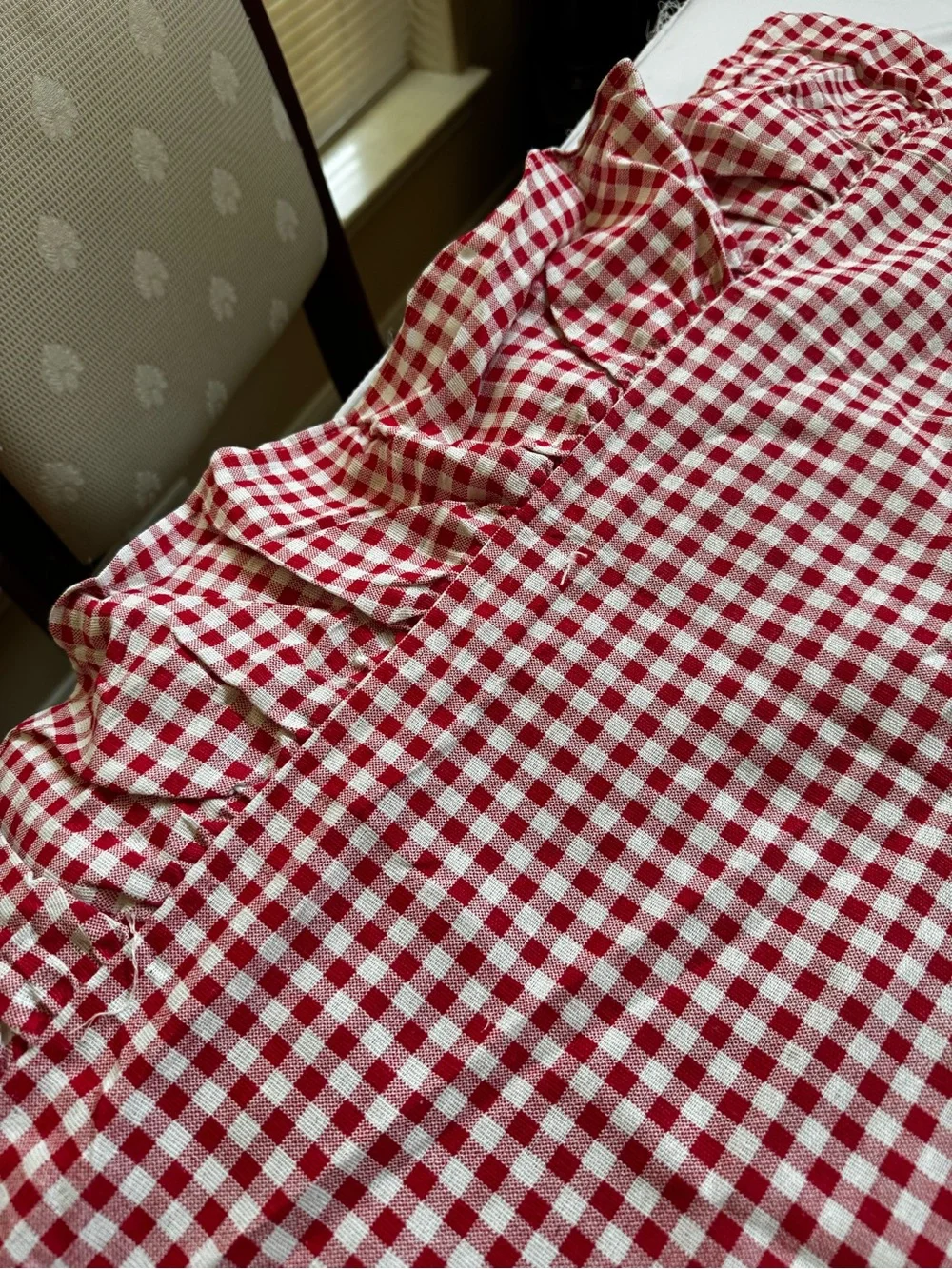 Red Gingham Ruffle Tablecloth - Home Dining